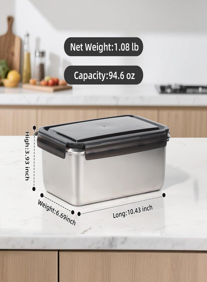 MAX COOK MAXCOOK 18/10 Stainless Steel Freezer Storage Containers With Lids, 94oz Food Container Leak Proof Metal Meal Prep Containers (2800ml) - Image 2